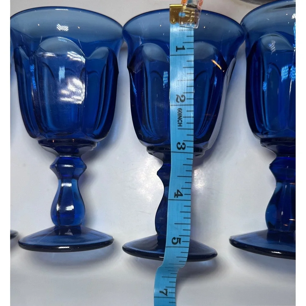 Vintage Imperial Glass Old Williamsburg Cobalt Goblets‎ 5.3